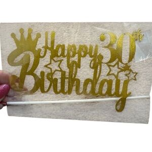 Gold Happy 30th Birthday Cake Topper